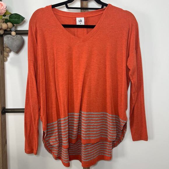 Cabi Style 4190 Long Sleeve Hangout Tee‎ Orange Grey Size X Small - Picture 2 of 6